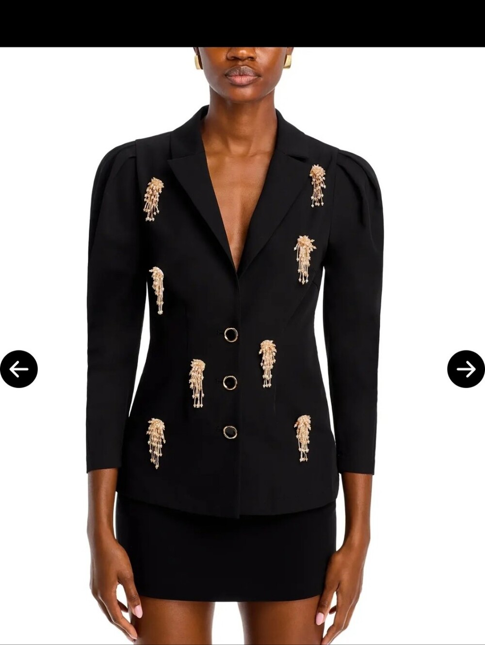 Misook Black & Gold Wheat Style Veaded Applique Blazer Size M NWT